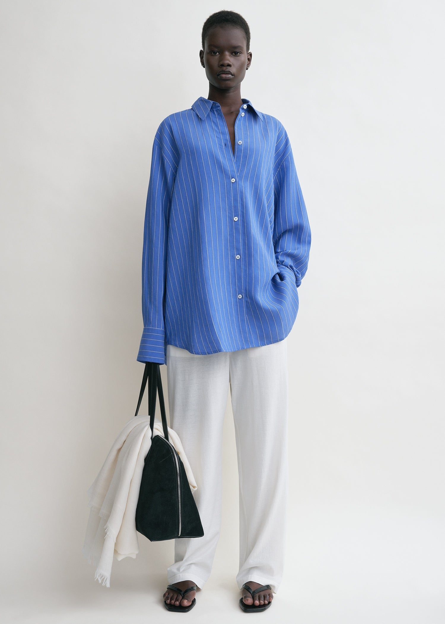 Striped summer shirt cobalt/white
