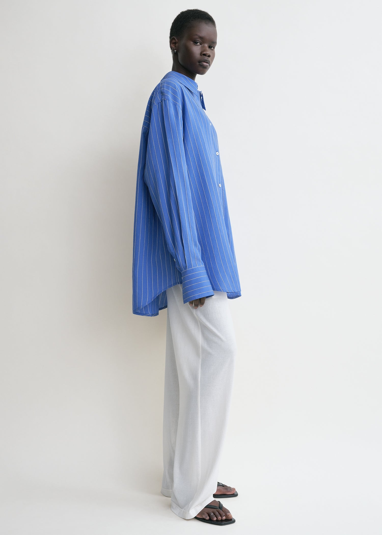 Striped summer shirt cobalt/white