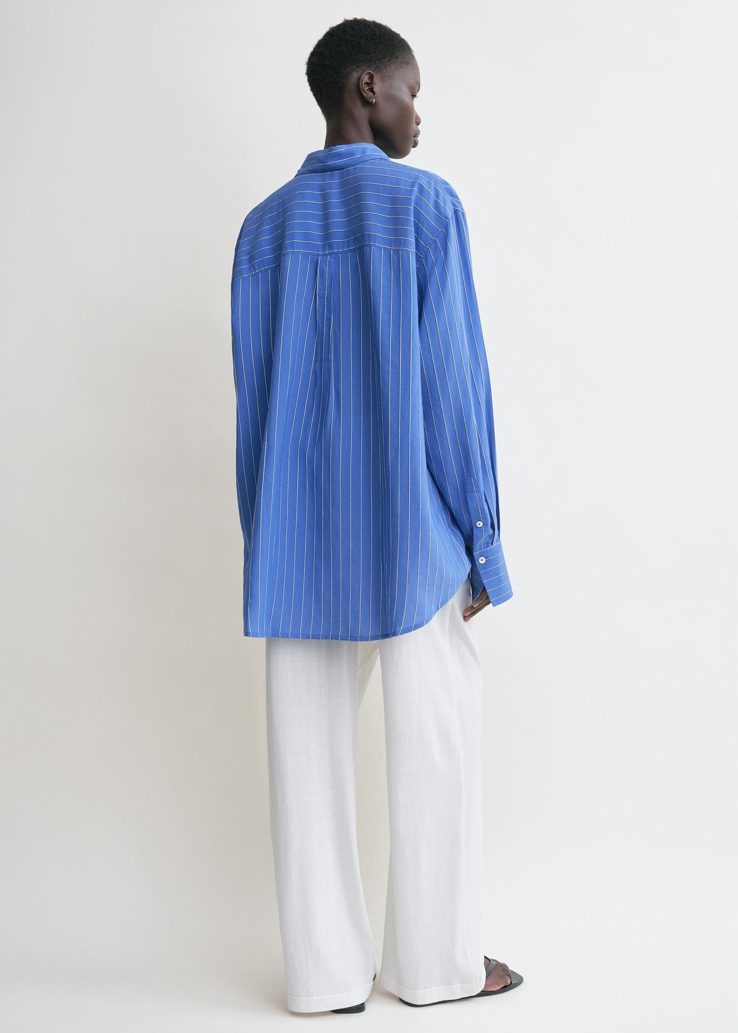 Striped summer shirt cobalt/white – TOTEME