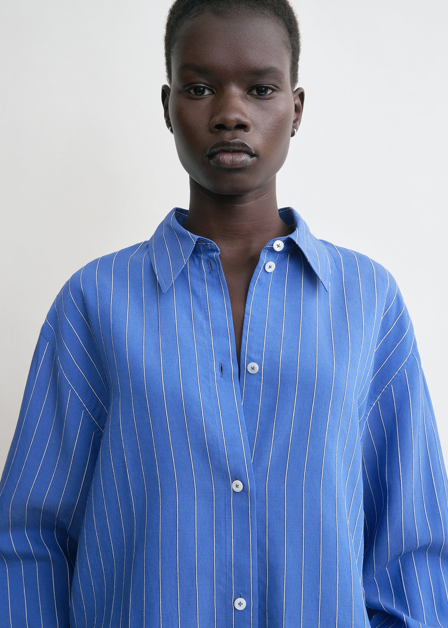 Striped summer shirt cobalt/white – TOTEME