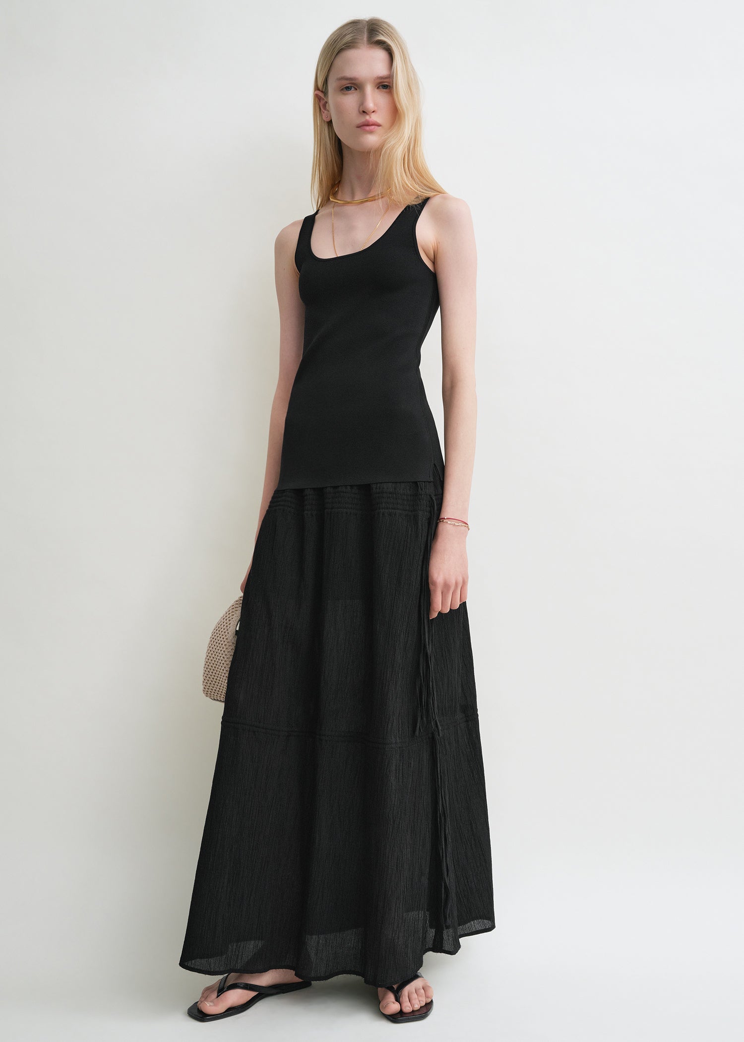 Drawstring skirt black