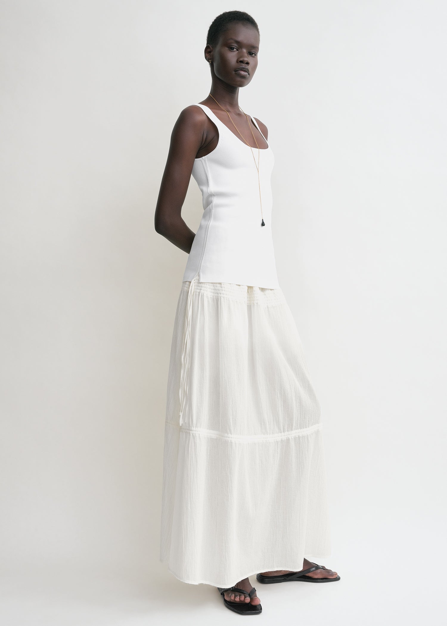 Drawstring skirt off-white