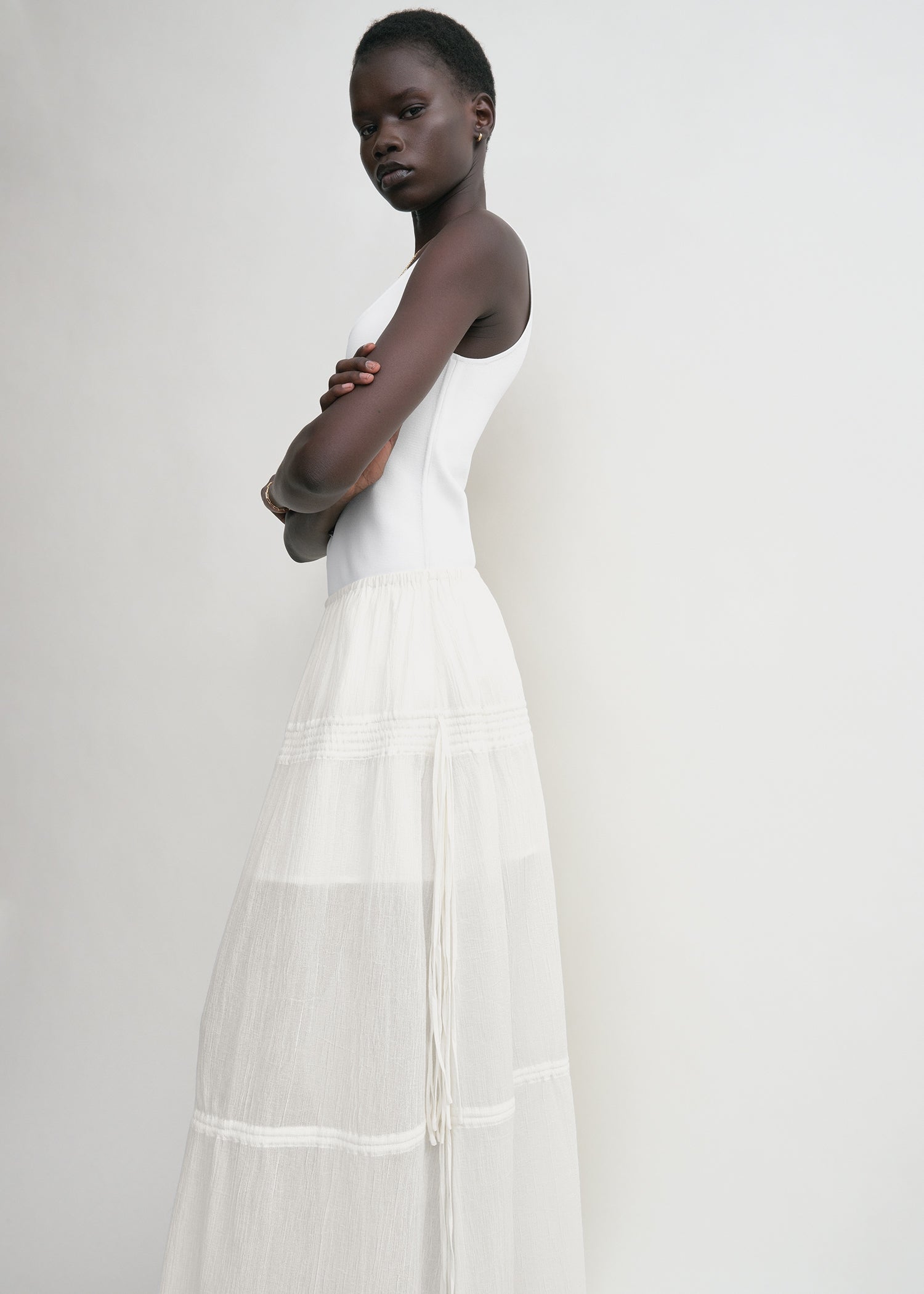 Drawstring skirt off-white