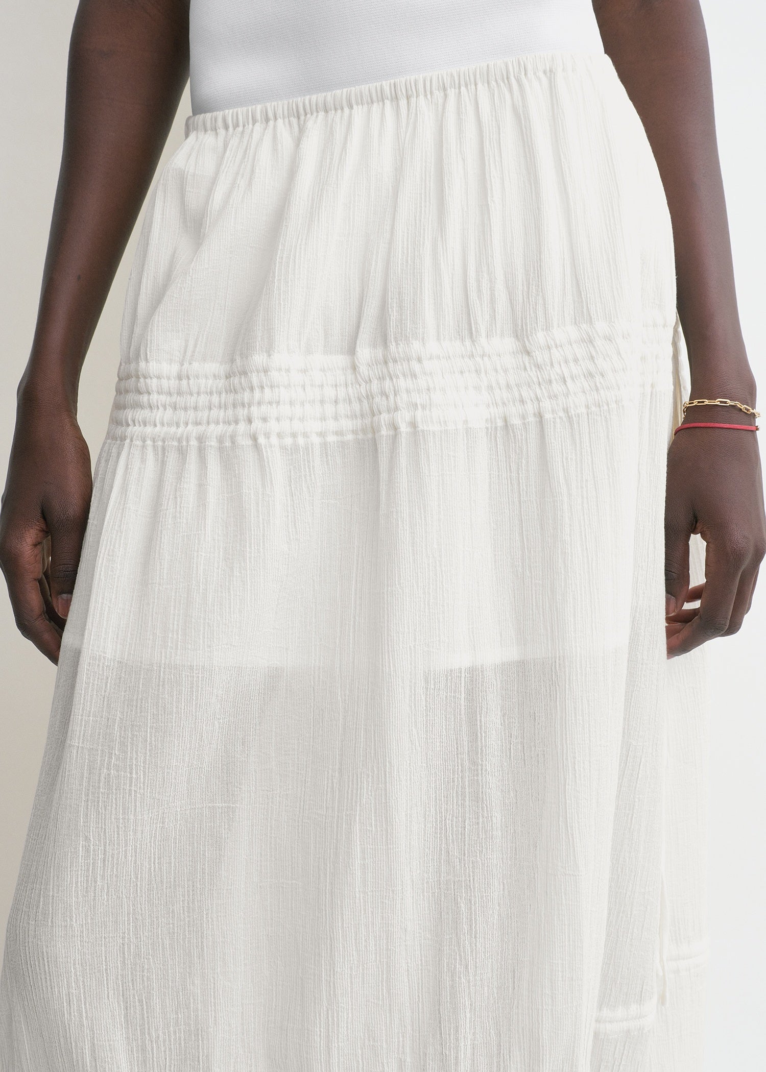 Drawstring skirt off-white