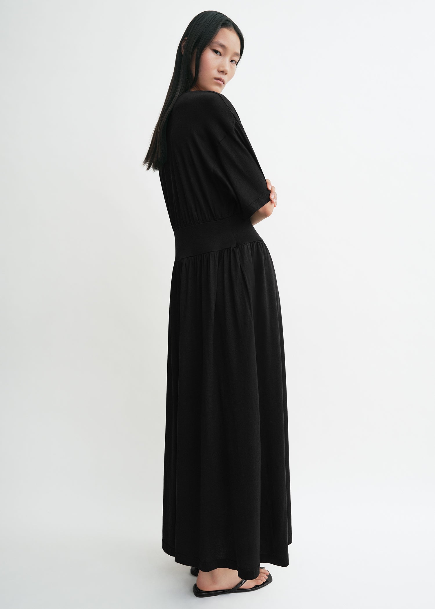 TOTEME - Cotton silk tee dress Black - XXS - Women TOTEME - Cotton silk tee dress Black - XXS - Women
