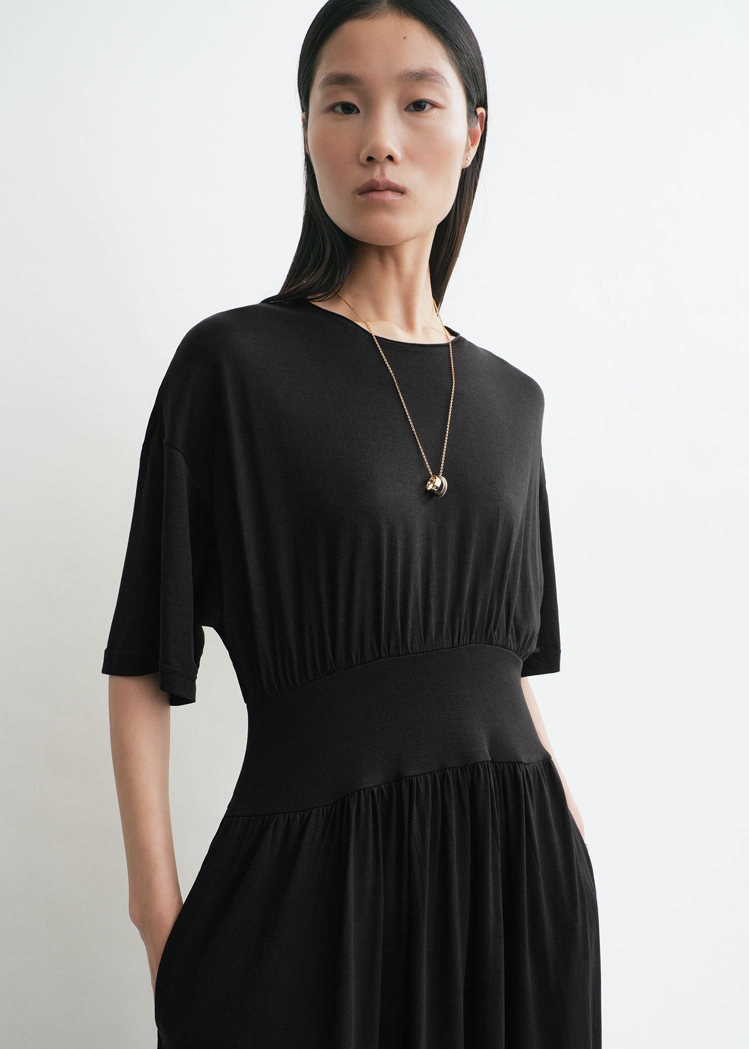 TOTEME - Cotton silk tee dress Black - XXS - Women TOTEME - Cotton silk tee dress Black - XXS - Women