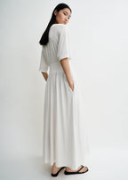 Cotton silk tee dress off-white