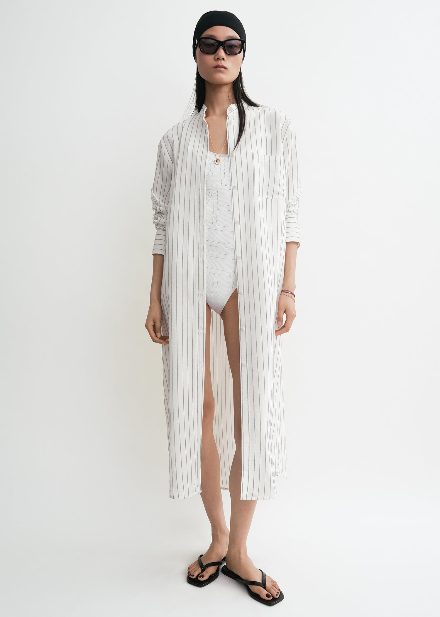 Striped summer tunic white/oyster