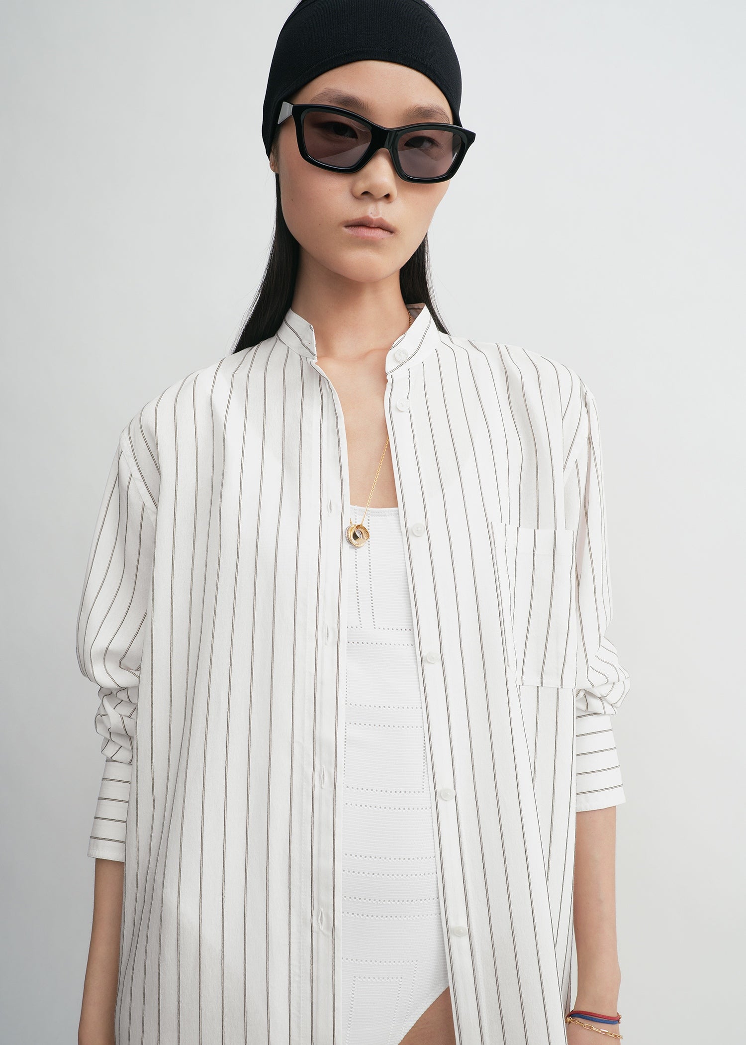 Striped summer tunic white/oyster