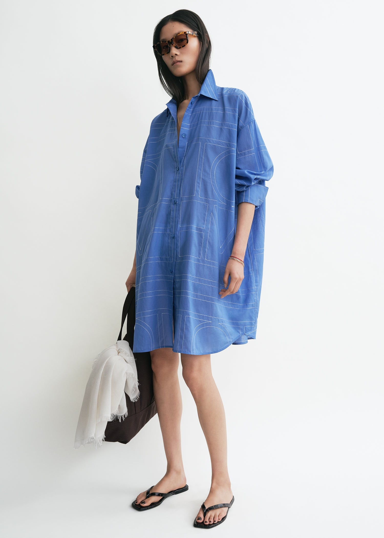 Long summer shirt cobalt