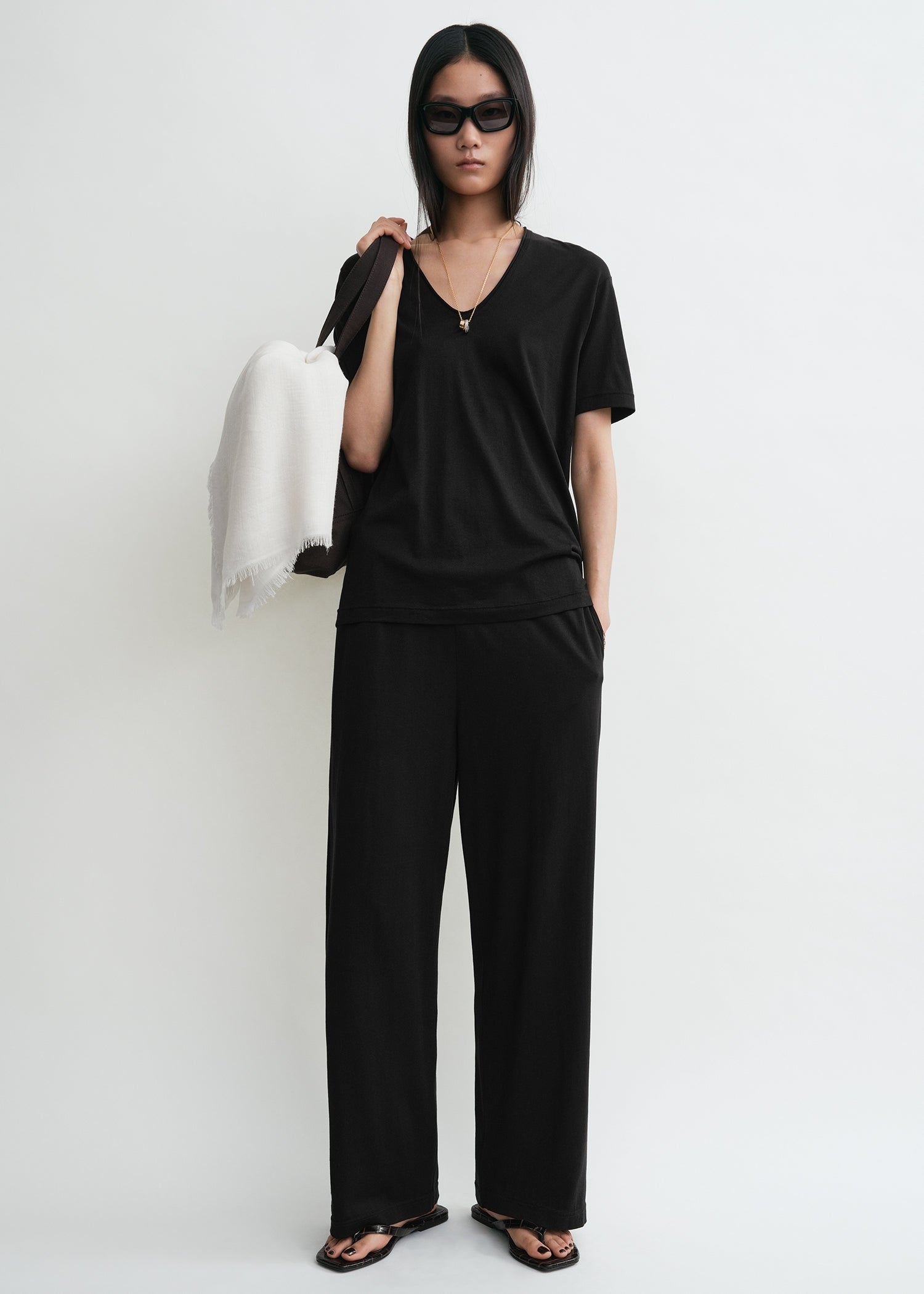 Cotton silk tee black from Toteme - $420