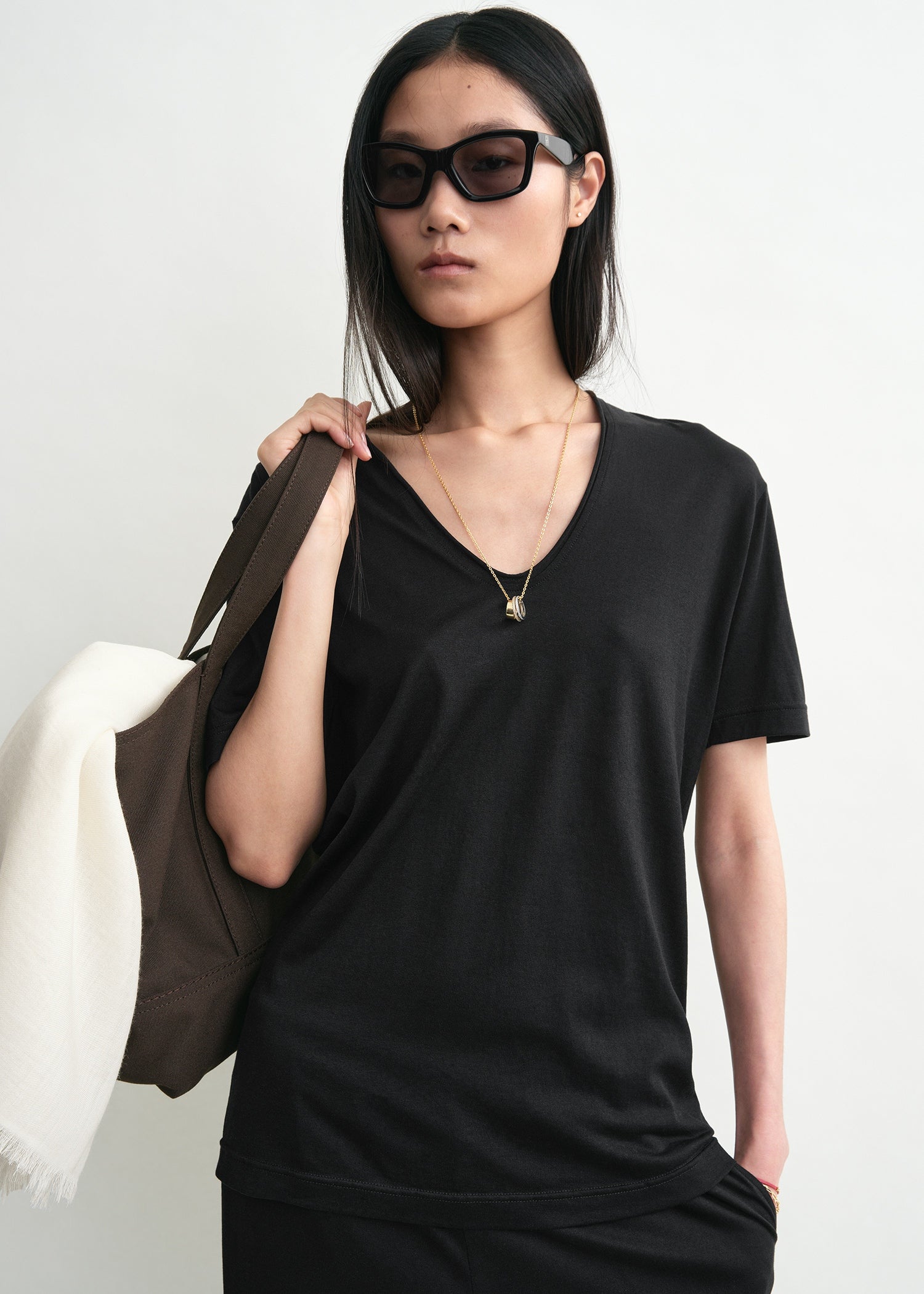 Cotton silk tee black