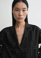 Monogram silk pj top black