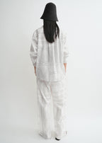 Monogram cotton-blend pj top white/black