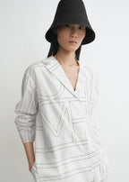 Monogram cotton-blend pj top white/black