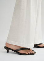 Croco-embossed heeled flip flops dark brown