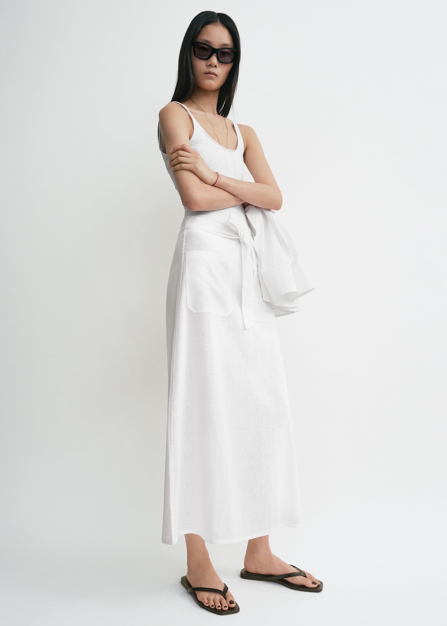 Tie-waist skirt white