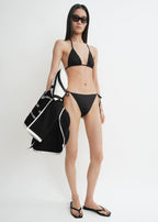 Monogram pointelle bikini top black