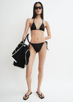 Monogram pointelle bikini top black