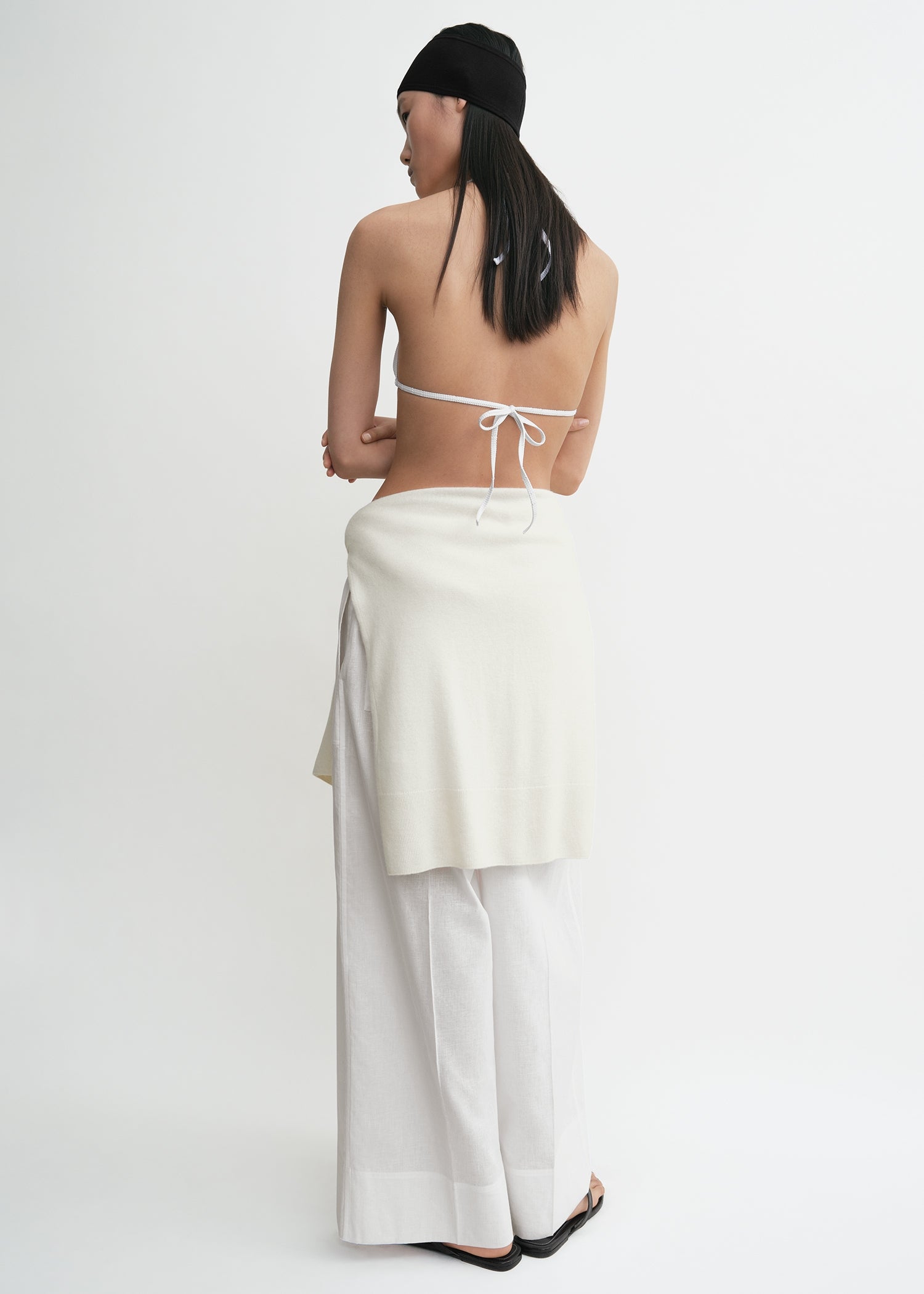 Monogram pointelle bikini top white