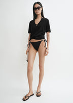 Monogram pointelle bikini bottoms black