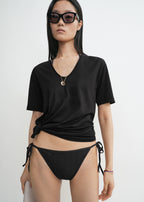 Monogram pointelle bikini bottoms black
