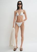 Monogram pointelle bikini bottoms white