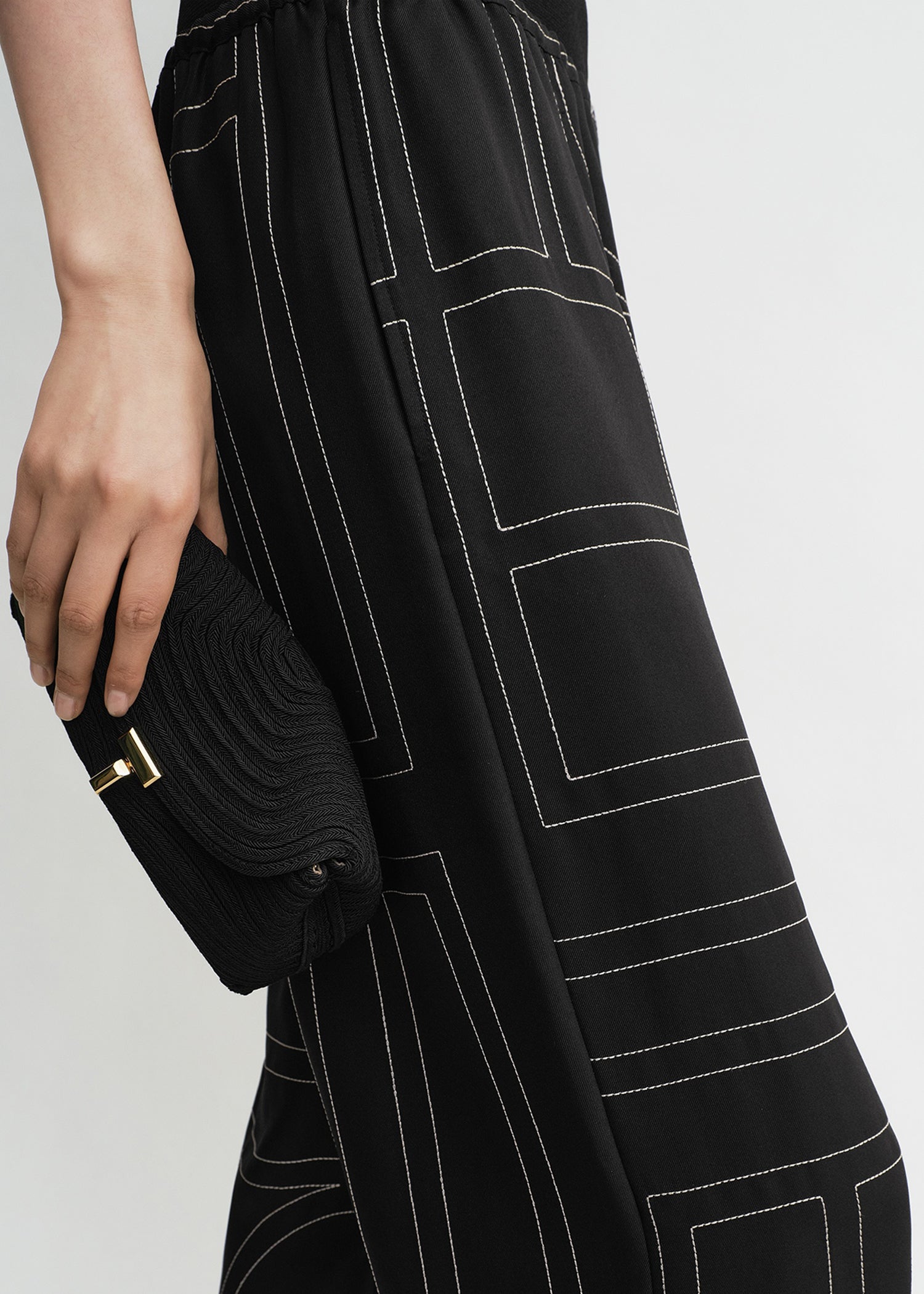 Monogram silk pj bottoms black – TOTEME