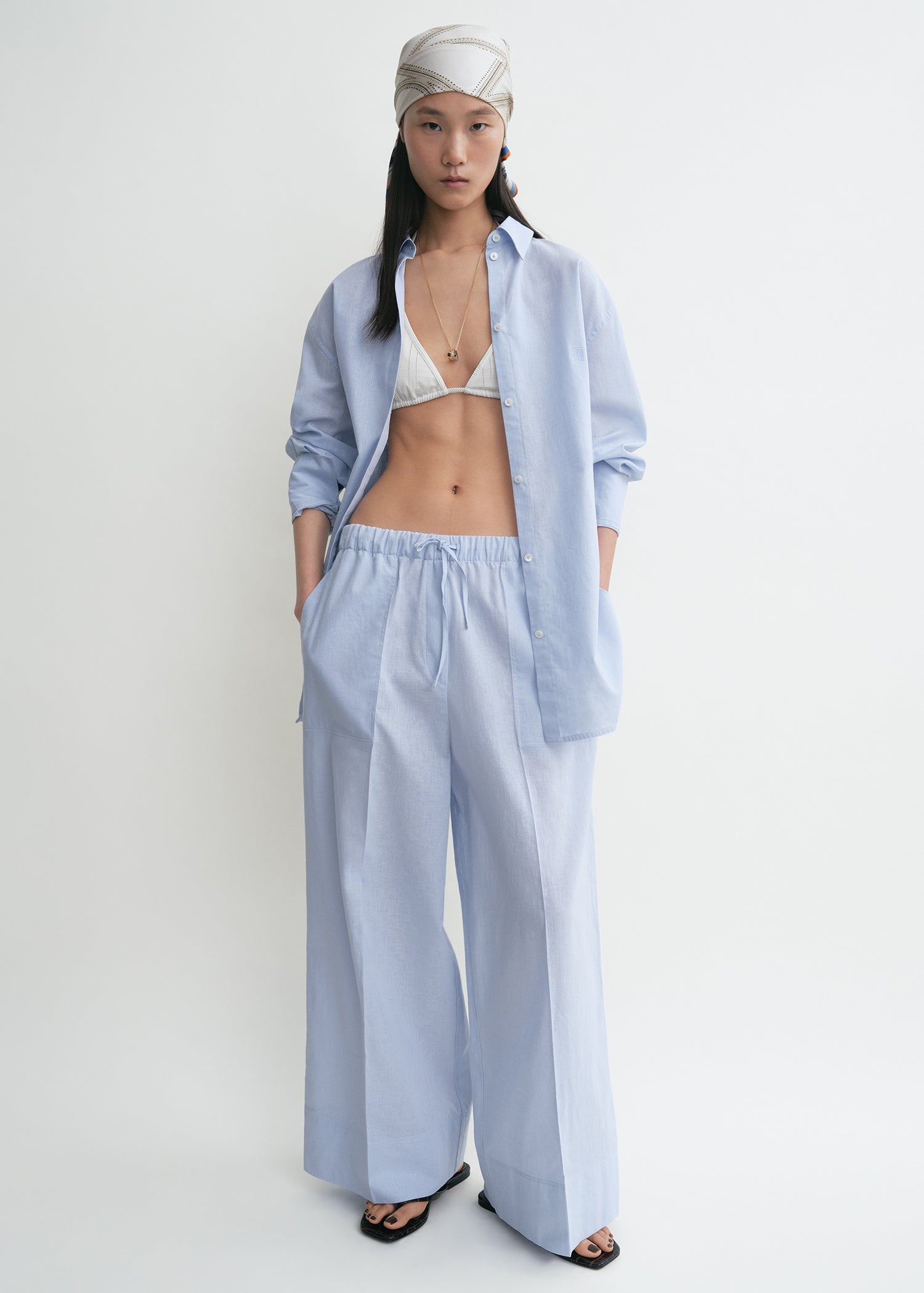 Wide summer trousers sky
