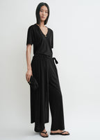 Cotton silk pj bottoms black