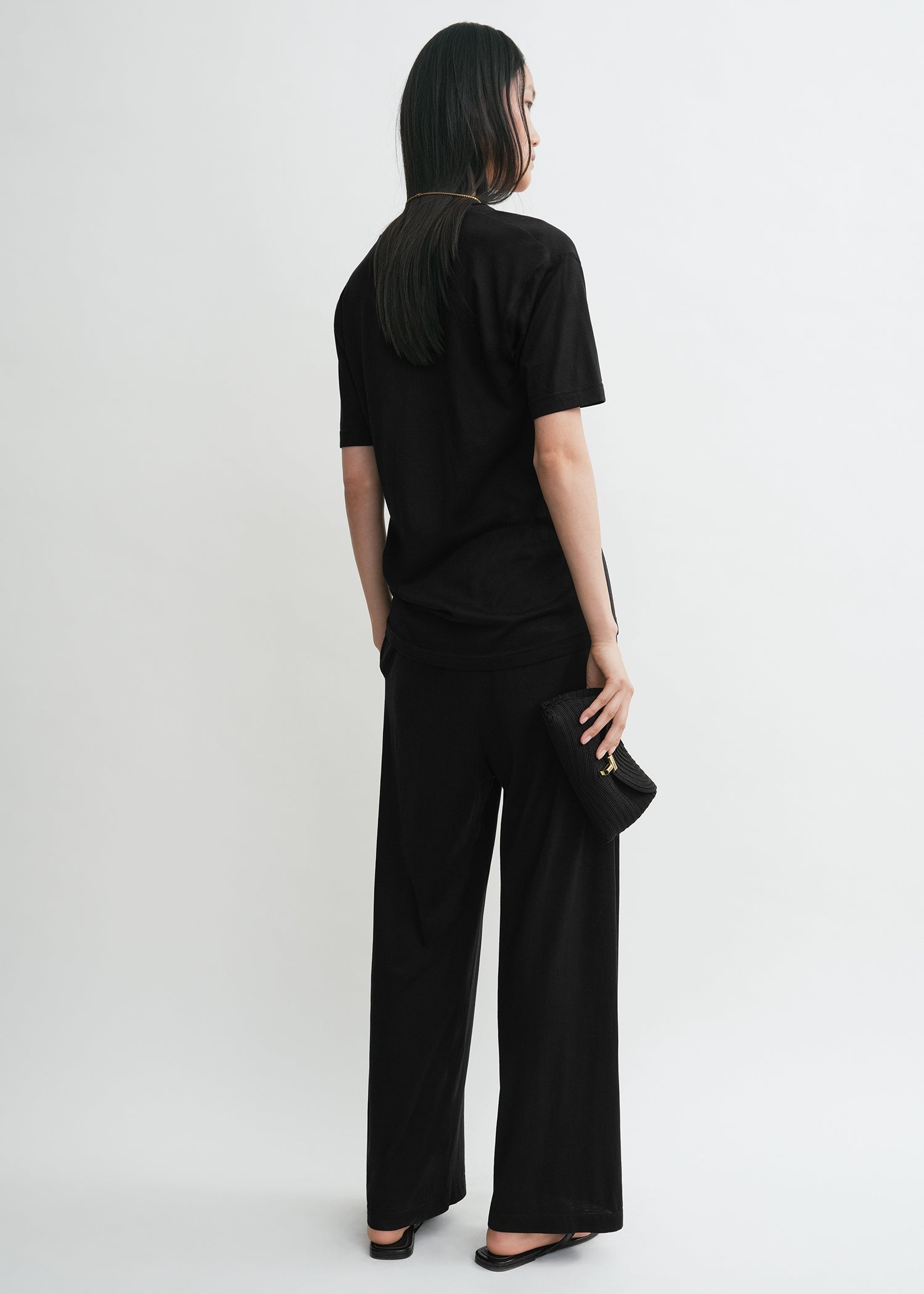 Cotton silk pj bottoms black