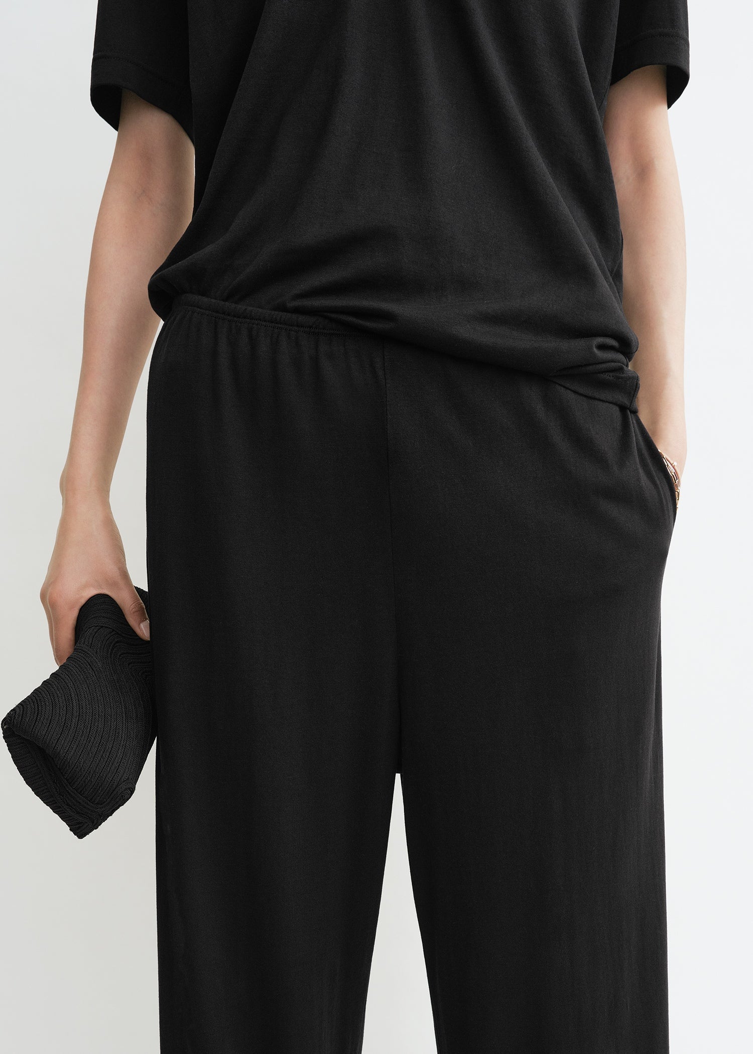 Cotton silk pj bottoms black