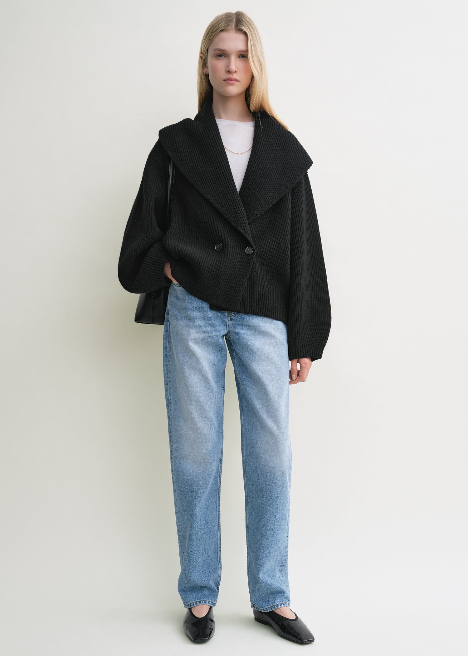 Shawl-lapel cardigan black - Main Image