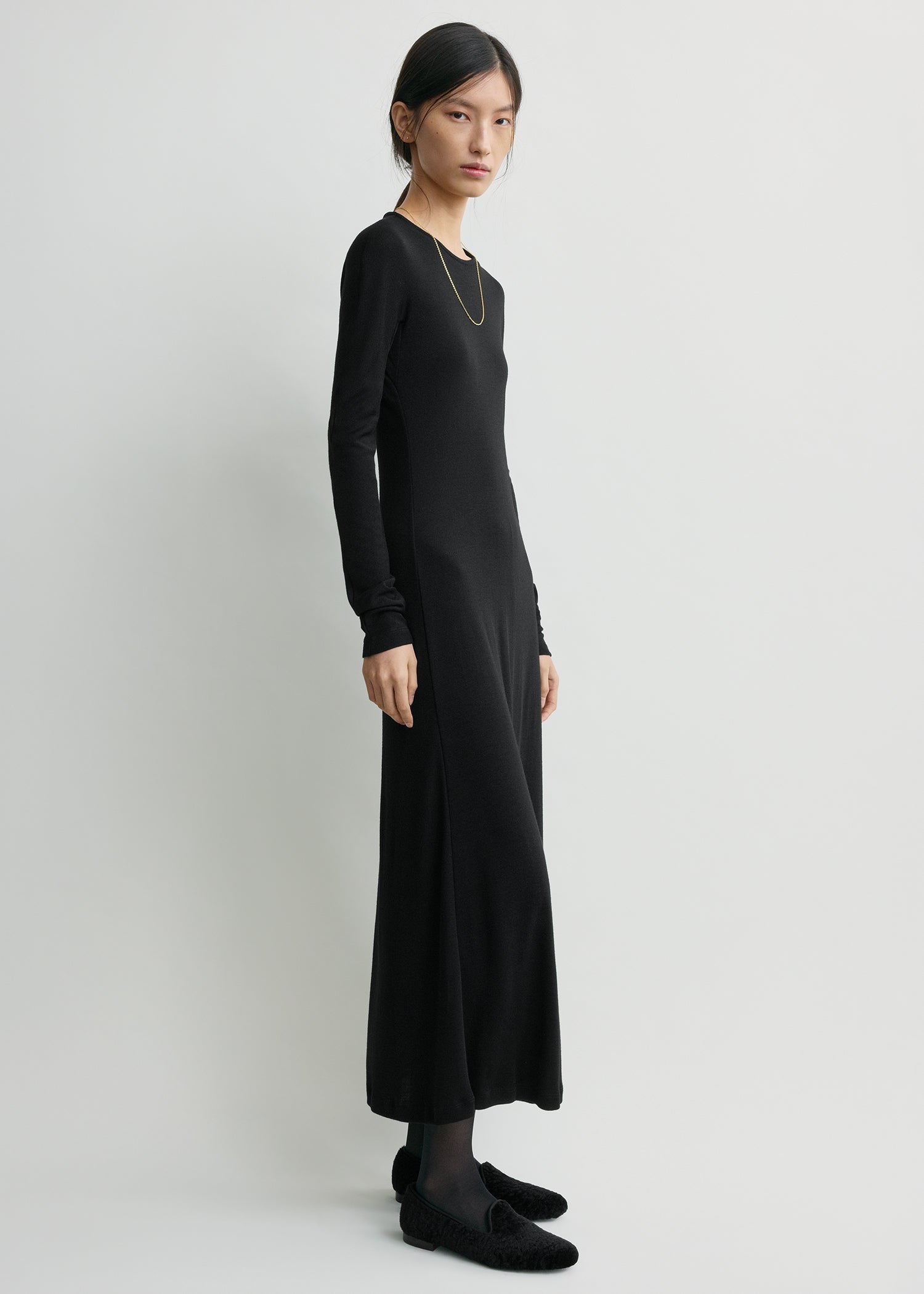Long-sleeve everyday dress black petite – TOTEME