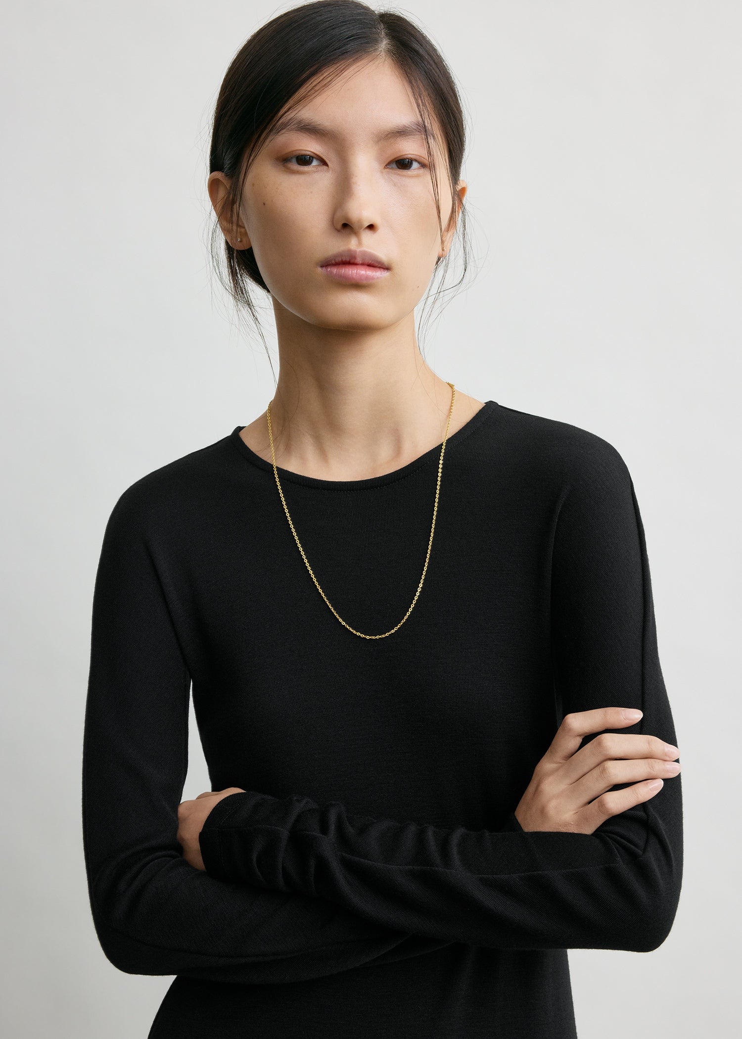 Long-sleeve everyday dress black petite