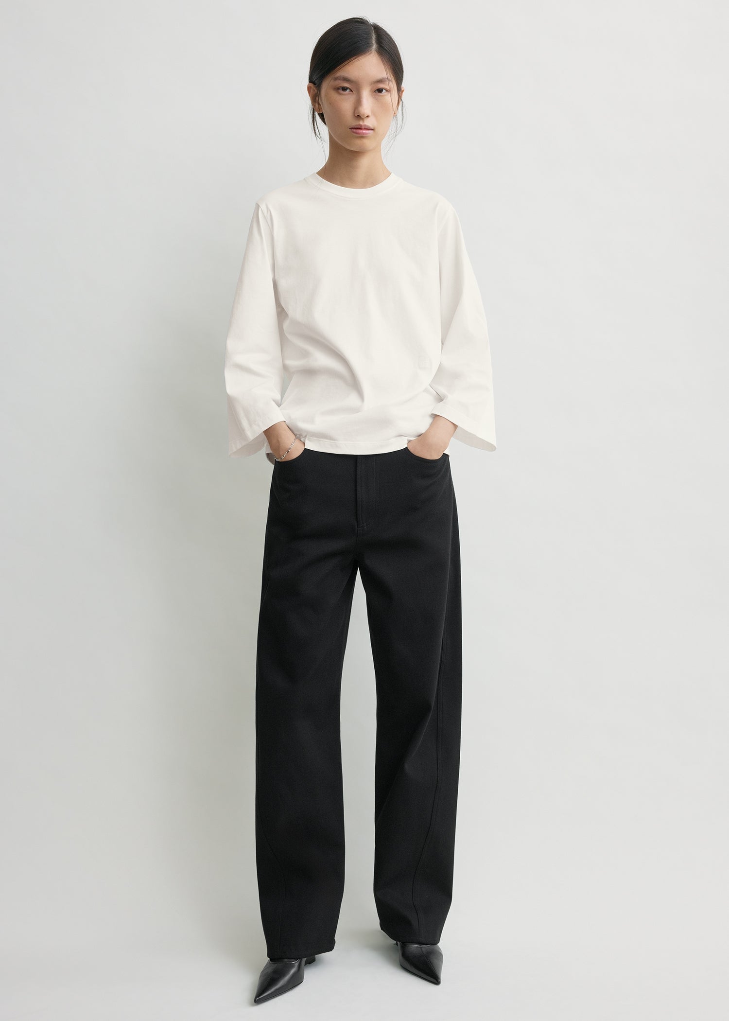 Wide-sleeve tee white