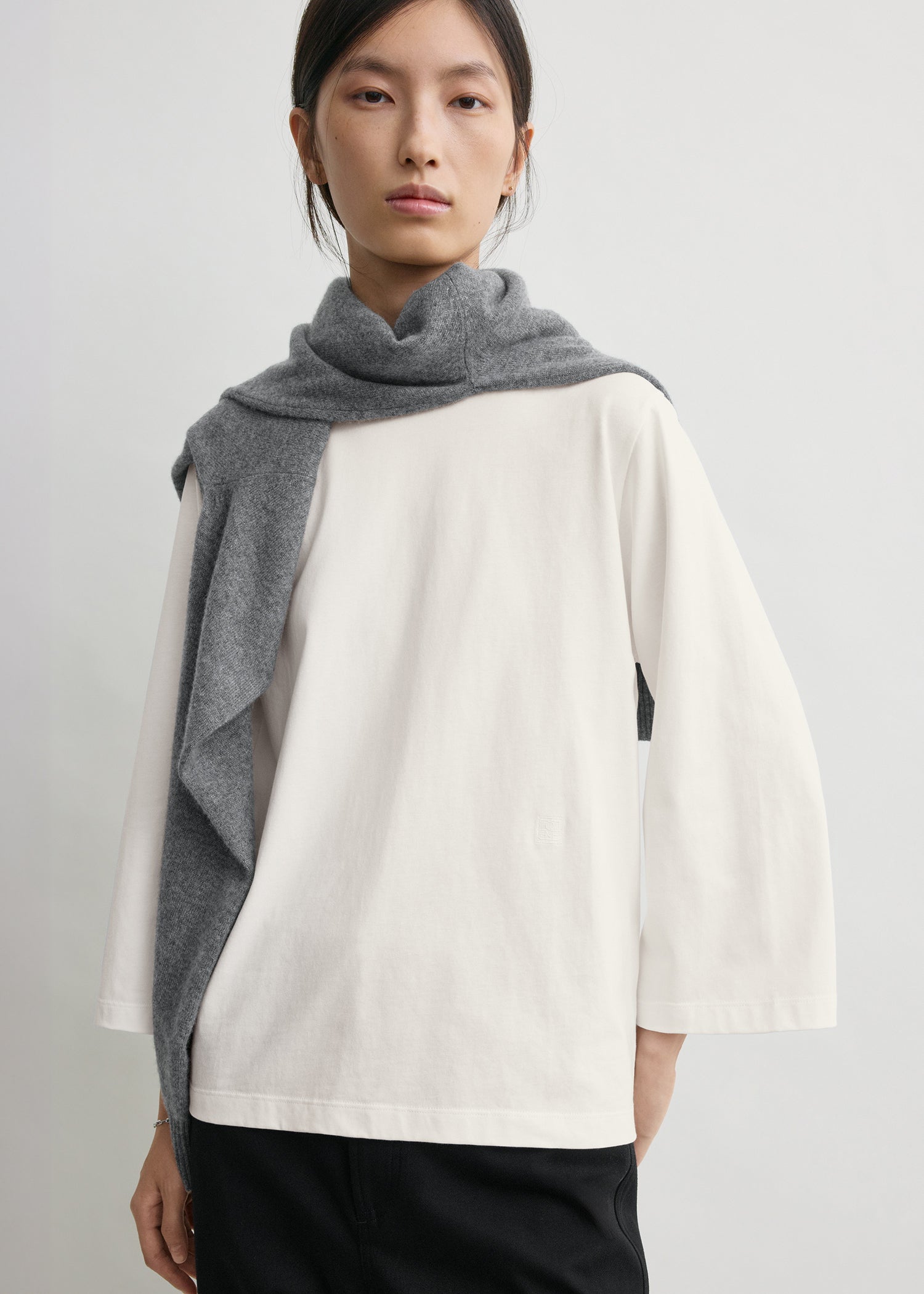 Wide-sleeve tee white