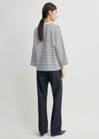 Striped wide-sleeve tee navy/white