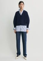V-neck cashmere cardigan navy