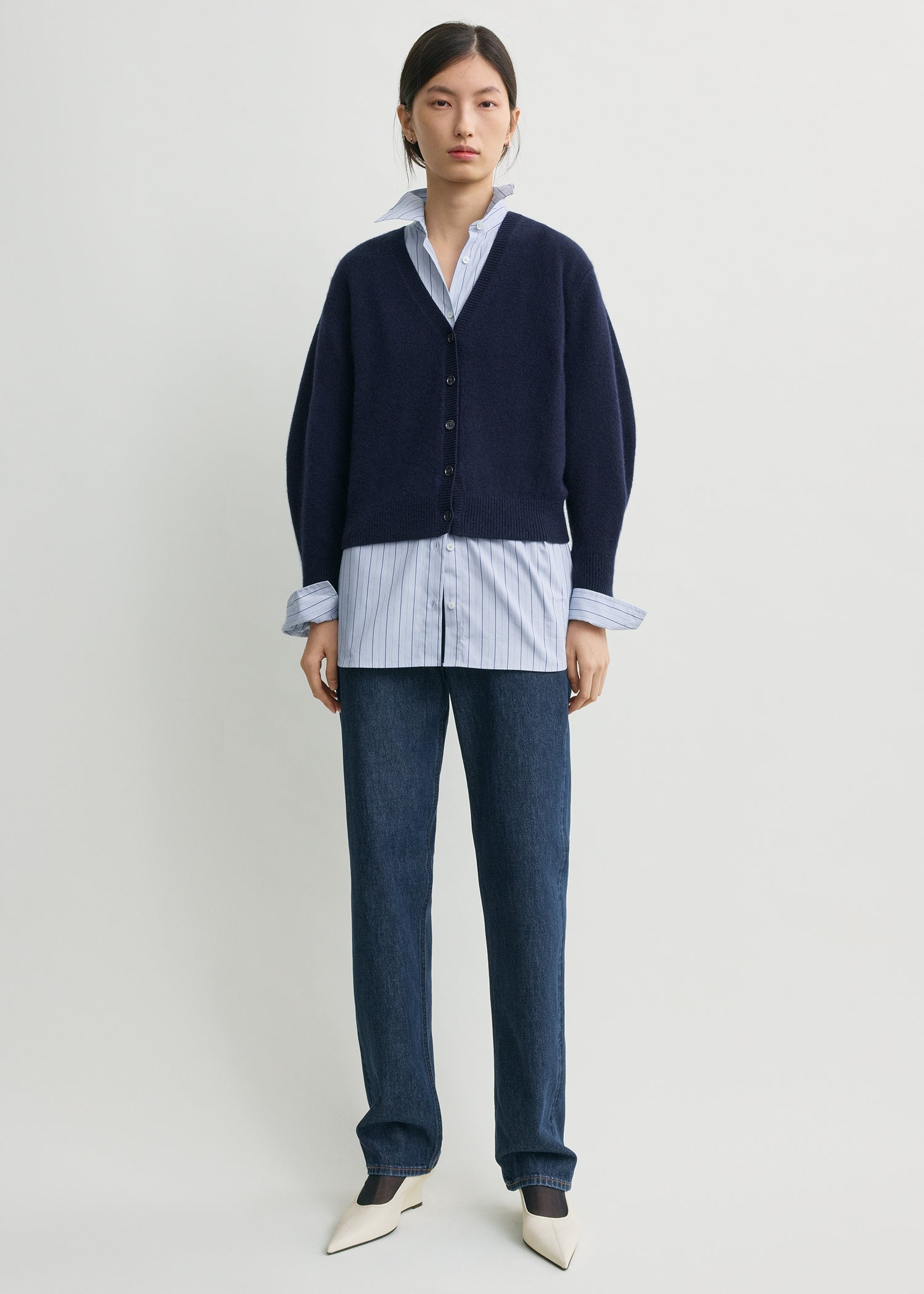 V-neck cashmere cardigan navy