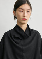 Funnel-neck flannel top black