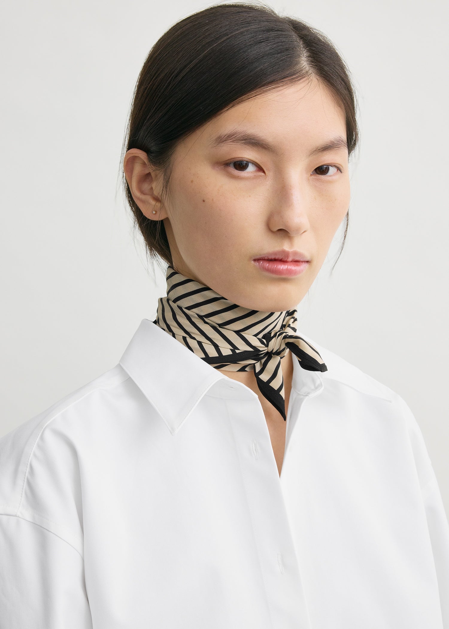 Beijing stripe silk scarf cream