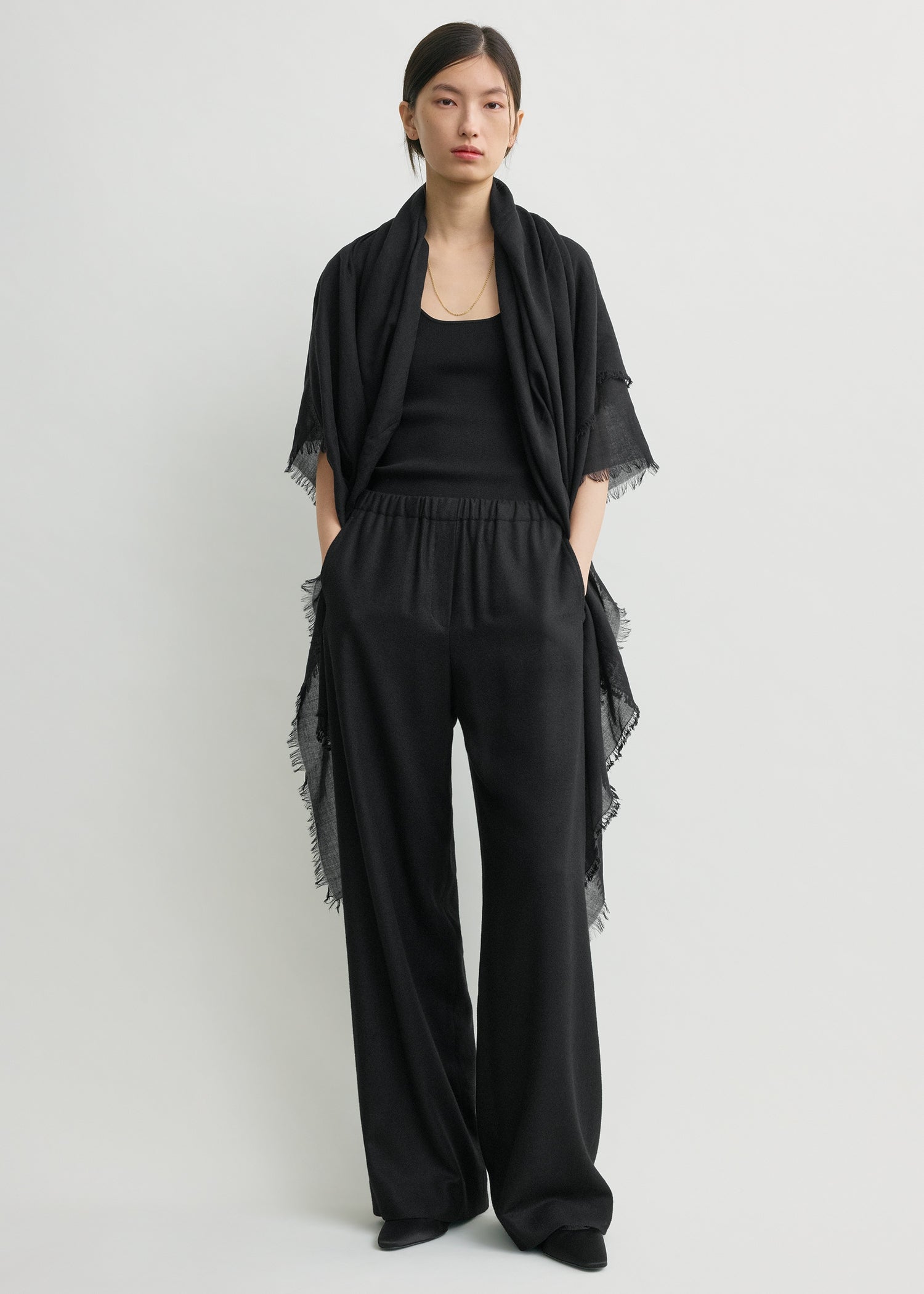 Easy flannel trousers black petite