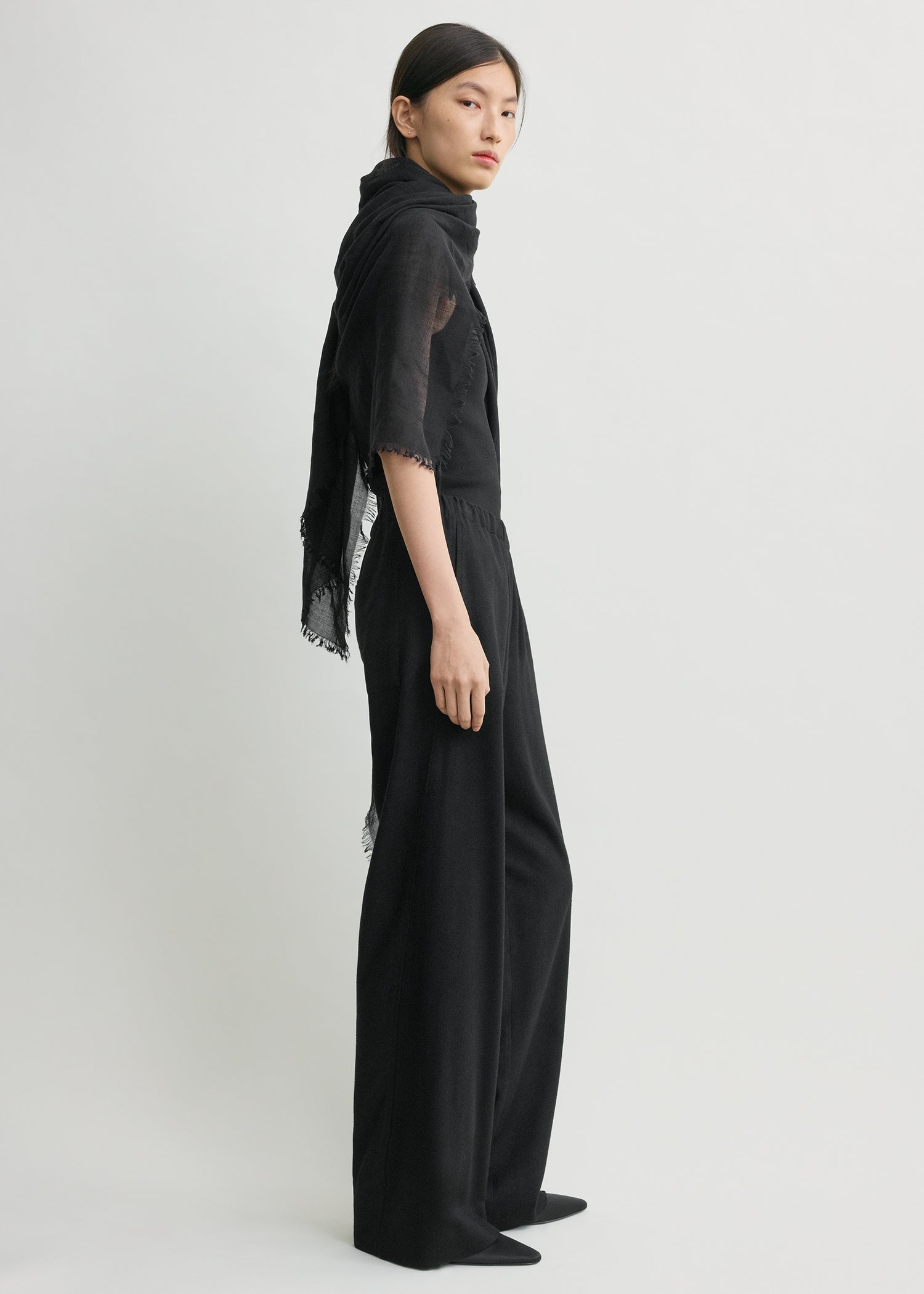 Easy flannel trousers black petite