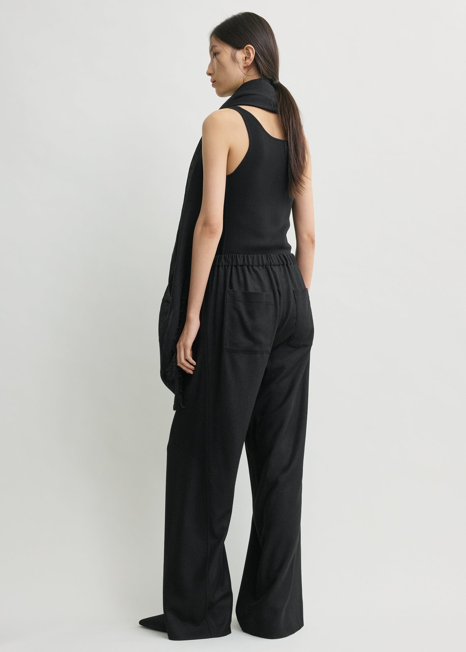 Easy flannel trousers black petite