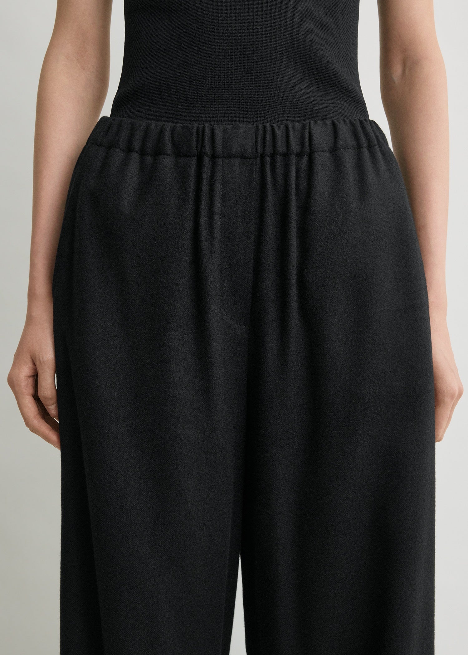 Easy flannel trousers black petite