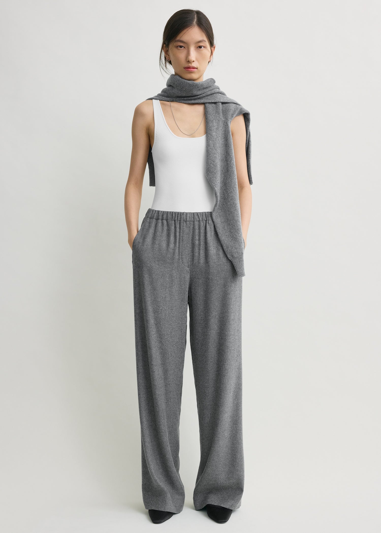 Easy flannel trousers grey petite