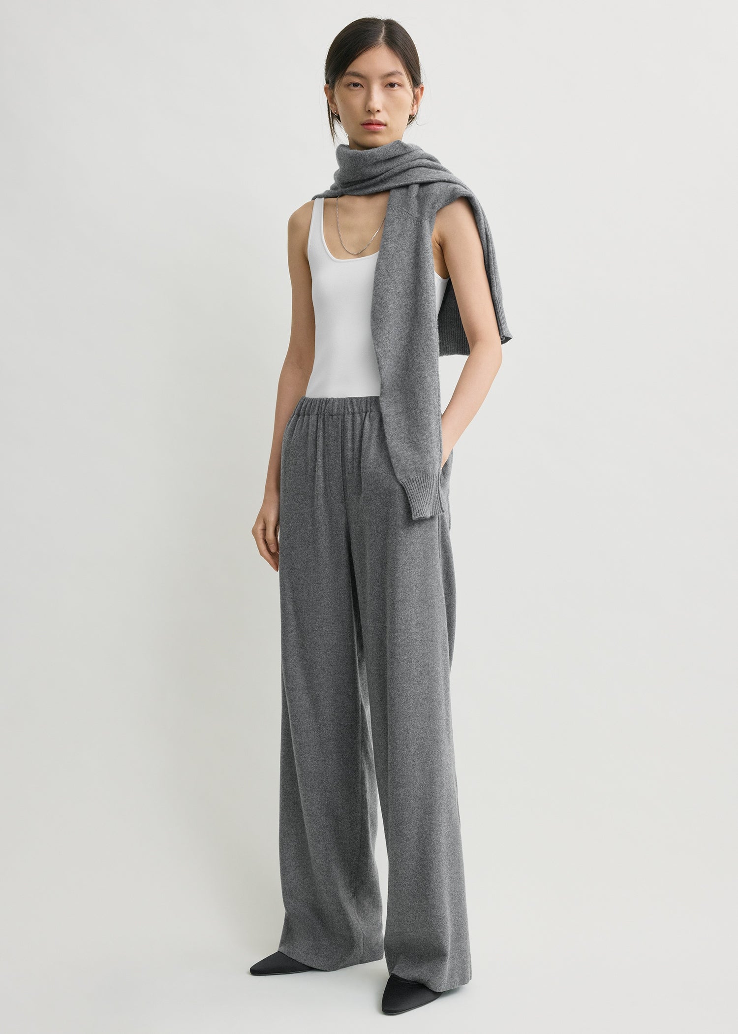 Easy flannel trousers grey petite