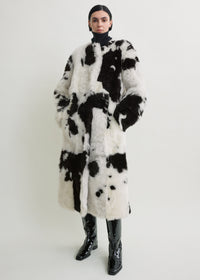 Monochrome shearling coat black/white