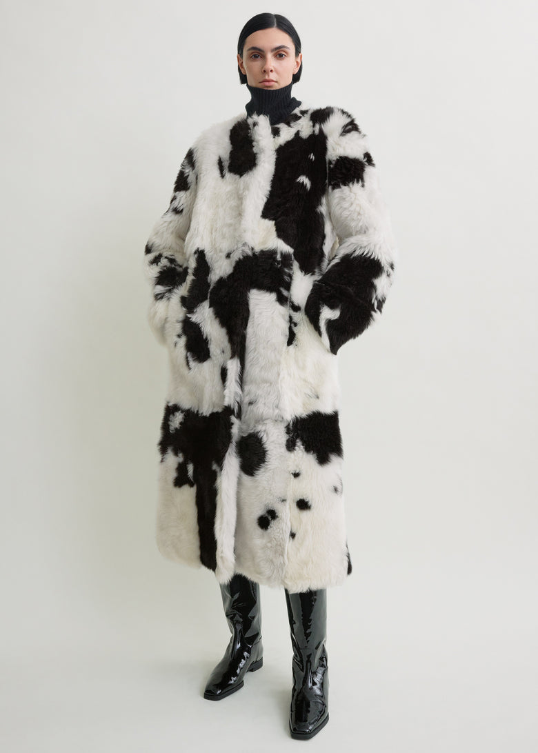 Monochrome shearling coat black/white